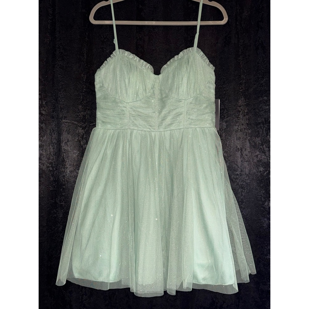 City Studio Sage Green Glitter Tulle Party Dress Sweetheart 13/14 NWT 8179-KJ6A